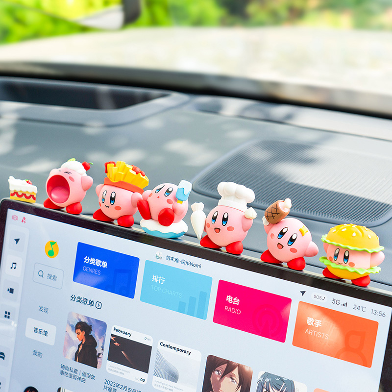 汽车美食星之卡比摆件车载中控显示屏幕公仔车P饰车内装饰用品大