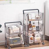 家用可移动多功能置物架浴室落地式 亚克力透明小推车卫生间收纳架