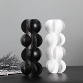 现简约欧圆柱错位几何造型树脂花插花器摆件样板房软装 饰品摆件