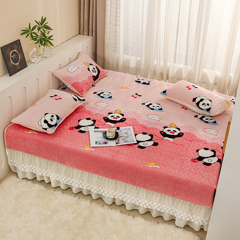 牛奶绒床盖榻榻米大炕盖夹棉炕罩防滑床单加厚铺盖东北大炕盖炕毯