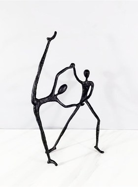 简约黑色金属交谊舞人物雕塑摆件样板间卧室客厅家居装饰艺术品