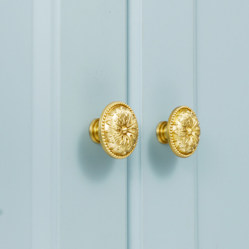 欧式黄铜拉手 柜门简约北欧整体橱柜衣柜把手 金色纯铜拉手