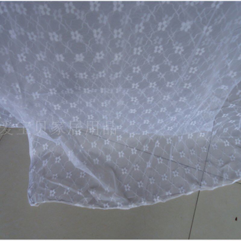 莲花老式蚊帐穿竹杆绑绳方顶家用单门白色防尘布学生宿舍单人纹账