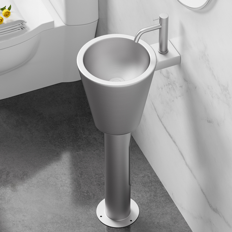 室外不锈钢洗f手盆小户型卫生间落地式面盆户外迷你小号阳台立柱