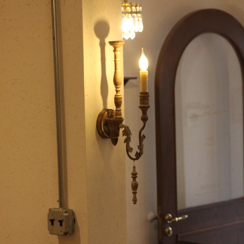 法式复古壁灯过道玄关床头灯咖啡店欧式I文艺乡村风格中古实木做