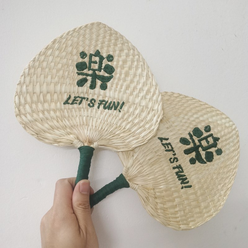 新款夏季手工葵扇草编团扇手u摇扇粽叶印字芭蕉扇子蒲扇刺绣logo