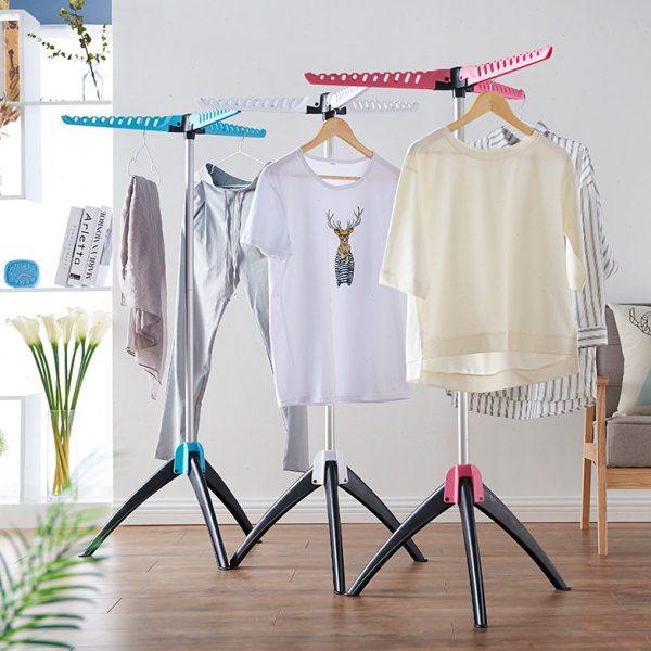 阳台晾衣架收缩落地衣架简易折叠单杆式三角晒衣架家用卧室挂衣架