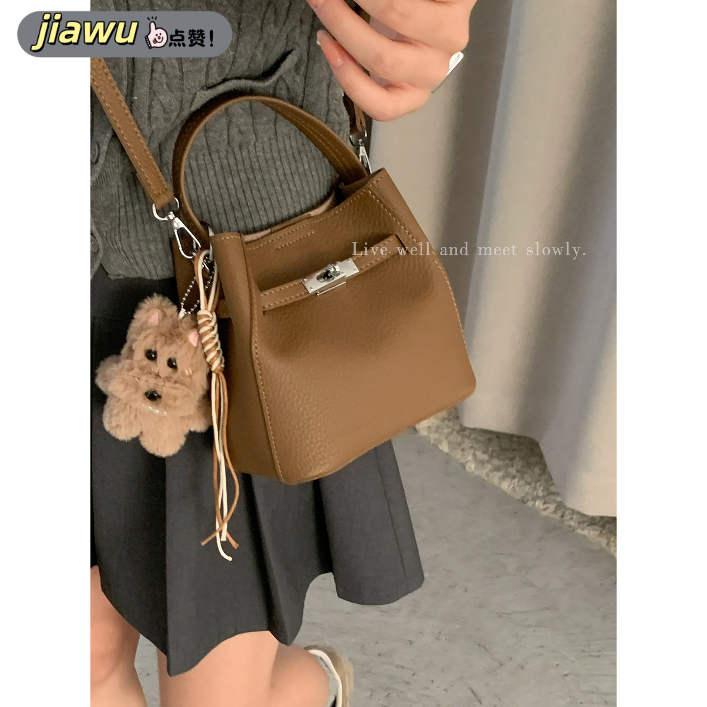 新款秋季简约手提包小拎包女荔枝