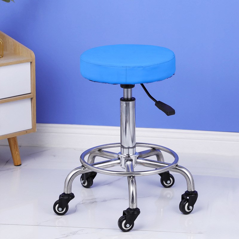 实验室不锈钢凳子软垫工厂车间流水线圆凳升降椅子旋转美容大工凳