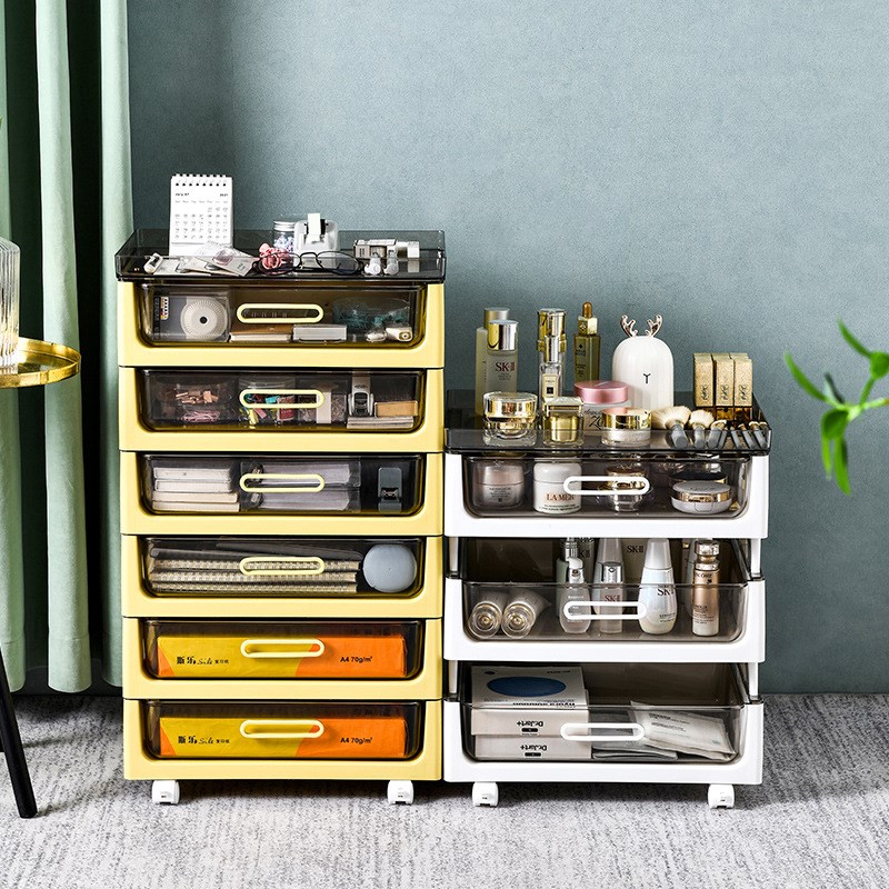 办公室置物架桌下收纳柜抽屉式可移动落地桌面书桌4文件收纳盒