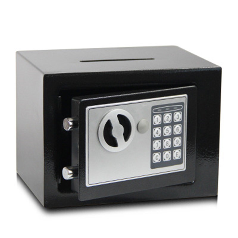 2F桌面带锁收纳铁盒小型迷你保险箱首饰零钱保管箱储蓄密码盒收纳