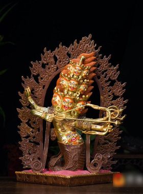 室内家用现代宁玛三根本 喇呼拉 铜半鎏金铜像 10寸热呼啦铜像像