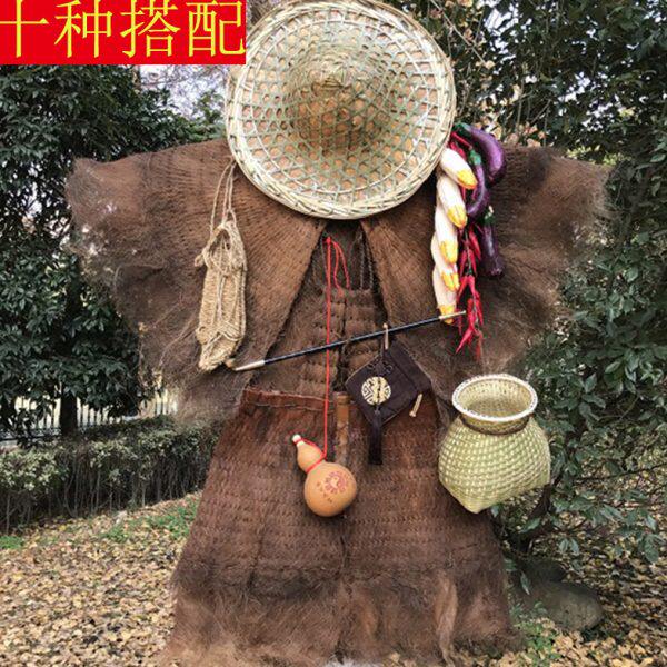 蓑衣斗笠帽草鞋鱼篓棕衣防雨农家乐装饰古代蓑笠怀旧挂件披肩梭衣
