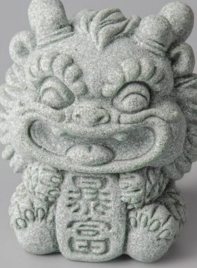 青砂石暴富麒麟中式茶宠桌面摆件装饰送礼鱼缸假山造景茶宠摆件