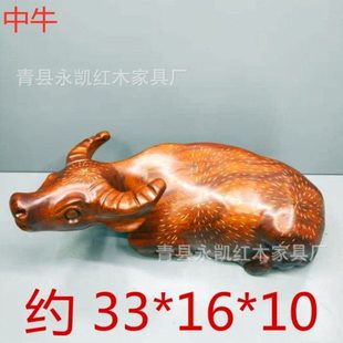 厂家铁犁木牛木雕木质工艺牛摆件家居饰礼