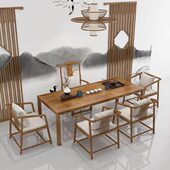 中式 茶艺桌椅组合功夫茶台桌全实木茶桌仿古茶室家具会客接待桌