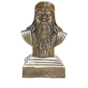 纯铜半身成吉思汗公桌面金属工艺品雕像摆件