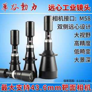 M58口 可调光圈景深 大视野双侧远心工业镜头 支持43.6mm靶面相机