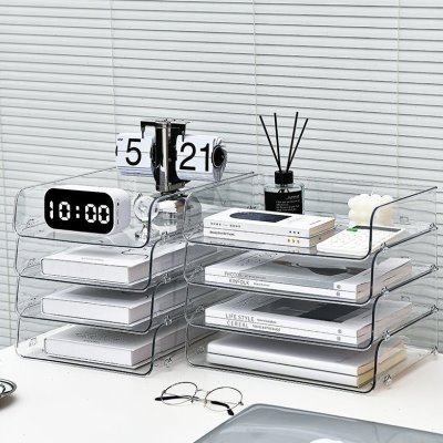 透明桌面文件收纳架a4纸文具书架桌子亚克力置物架公室整理盒子,收纳整理,首饰盒,淘宝优惠券,粉丝福利购,淘宝优惠卷