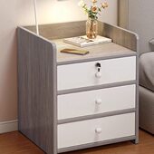 床头柜现代简约小型简易家用收纳带锁储物柜置物架卧室床边小柜子