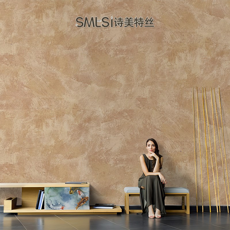 法式复古墙布侘寂风涂鸦素色壁纸无缝装饰L电视背景墙轻奢壁画定