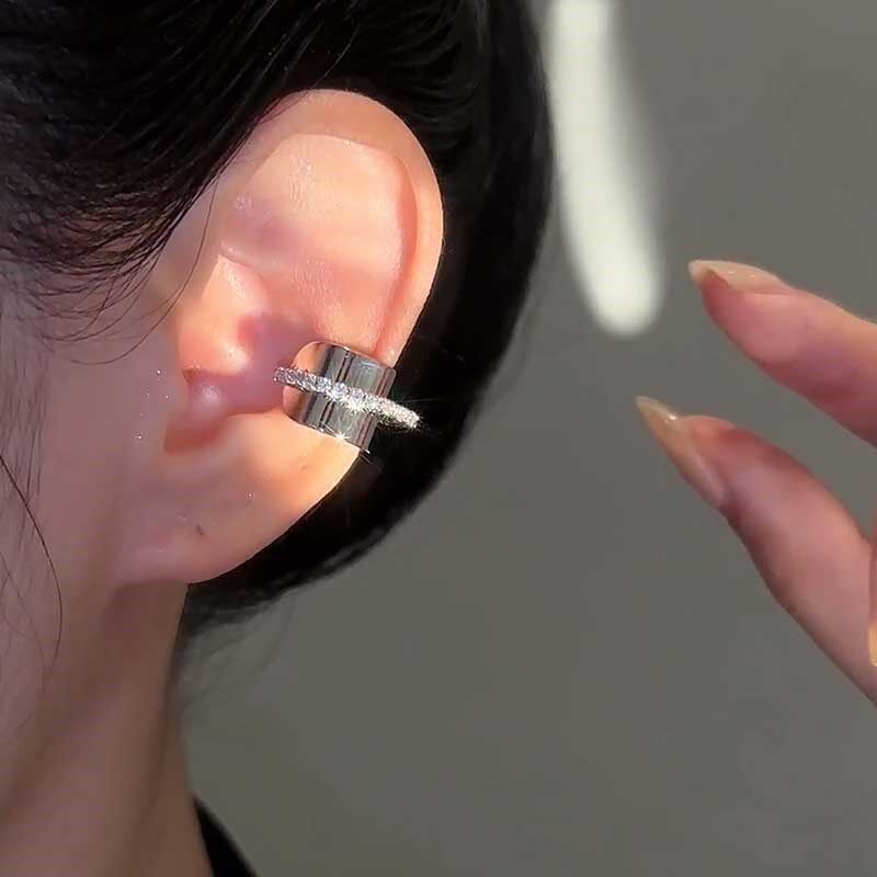 金属风闪钻d亮面无耳洞耳骨夹女精致小巧通勤百搭耳饰2025新款饰