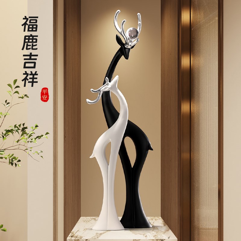 福鹿落地摆件高档轻奢客s厅壁龛电视柜玄关装饰品搬家乔迁新居礼