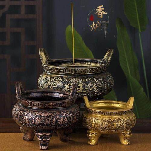 陶瓷香炉室内家用三足鼎寺庙祠堂供奉金玉满堂招财进宝老式香炉