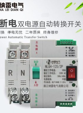 220V二极双电源自动转换开关63A100A2P发电机市电切换不断电家用