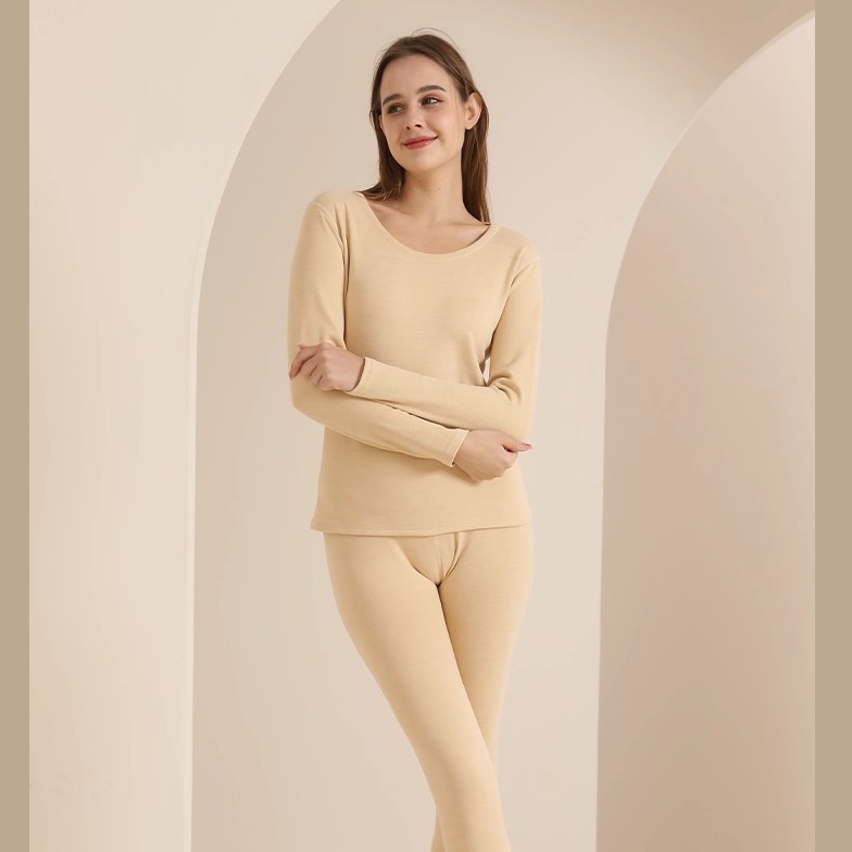 yaloo/雅鹿AAA18秋冬保暖套装秋衣秋裤男女长袖圆V领德绒2025