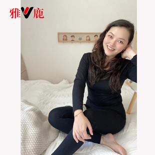 男女长袖 秋衣秋裤 圆V领德绒2025 雅鹿AAA01秋冬保暖套装 yaloo