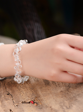 矣太【天空之城】珠宝级天然白水晶手串随形女光面滴水不规则手链