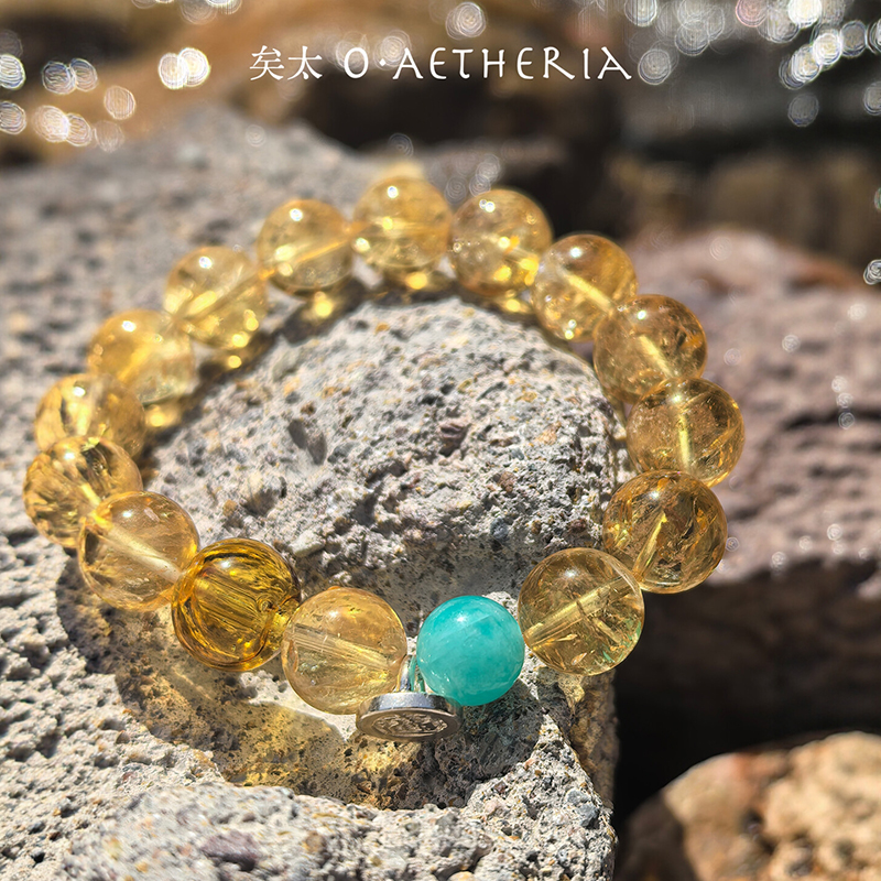 天然黄水晶天河石手链