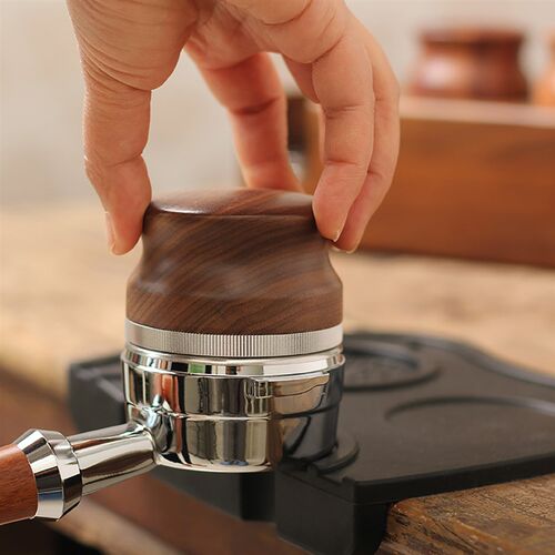 铂粉54mm布粉器套装 咖啡器具布富 粉工具压胡桃木柄压粉锤