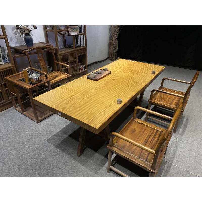 柚木实木大板原木书桌办公茶台办公餐桌整块大板奥坎画案茶桌板