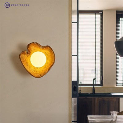 中古风壁灯奶油风简约新中式创意个性艺术阳台过道装饰卧室床头灯