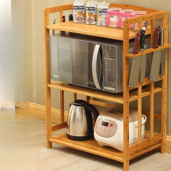 楠竹厨房置物架微波炉烤箱收纳架落地式多层家用实木储物柜木架子,厨房/烹饪用具,微波炉置物架,淘宝优惠券,粉丝福利购,淘宝优惠卷