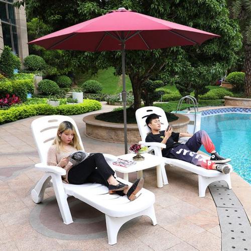 户外躺床沙滩日光浴泳池躺椅折叠床塑料室外休闲椅酒店游泳池午休