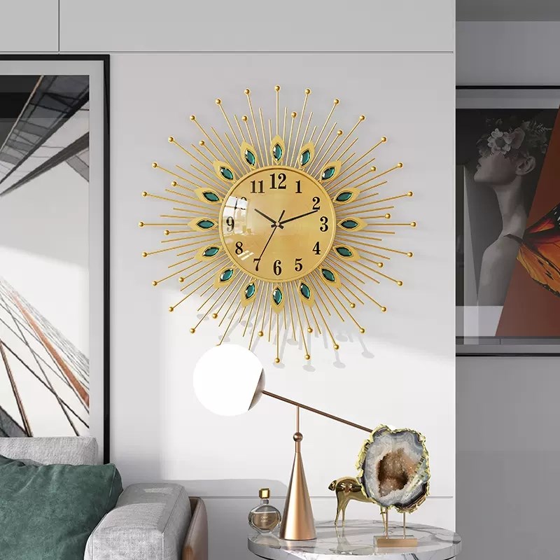 现代轻奢太阳挂钟客厅家用时尚简约大气个N性创意艺术挂表时钟表
