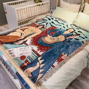 马蒂斯油画单人沙发毯盖毯毛毯房间卧室布置墙面装 饰毯挂毯背景布