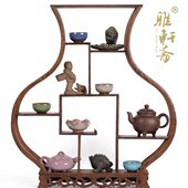 实木酒瓶博古架65cm 多宝格置物架紫砂茶壶小展示架子 鸡翅木中式