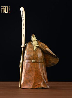 玄关纯黄铜摆件家居装饰品全铜工艺礼品关公乾坤正气人物桌面摆件