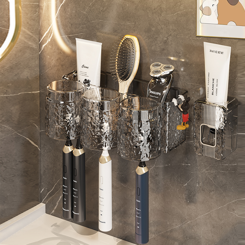 卫生间牙刷置物架壁挂式免打孔A漱口杯架轻奢家庭浴室挂墙牙刷架