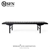 玛斯菲诺北欧简约新中式 实木棉麻布艺长凳卧室更衣凳办公午休椅