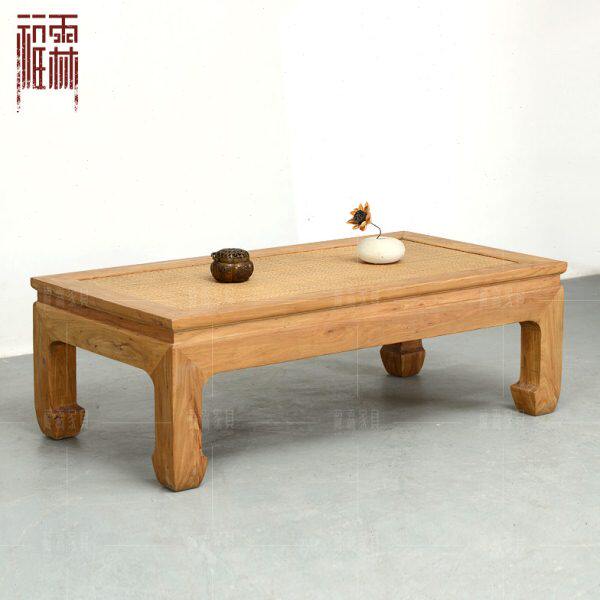 新中式实木茶桌禅意席面茶台老榆木简约客厅卯榫马蹄脚桌茶室定制