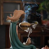 陶瓷倒流香炉创意摆件家居客厅莲花吊炉香薰炉室内塔香禅意熏香炉