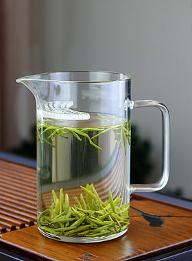 高硼硅玻璃半月一公道杯分滤牙体大号过滤茶杯茶茶器加厚耐热茶海