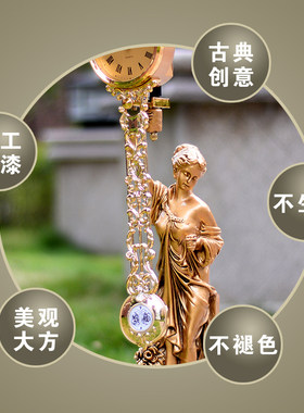 座神摇摆钟欧式复古视钟客厅静音工艺台钟装饰创意电女柜摆放