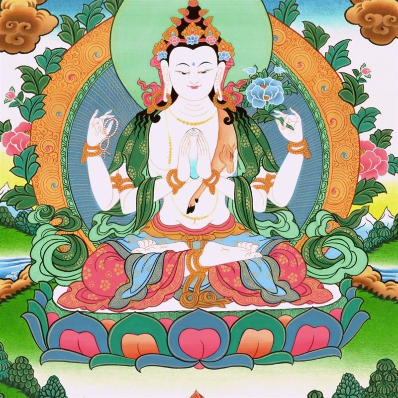 四臂观音b唐卡画心选择可定制多种尺寸 多种材质