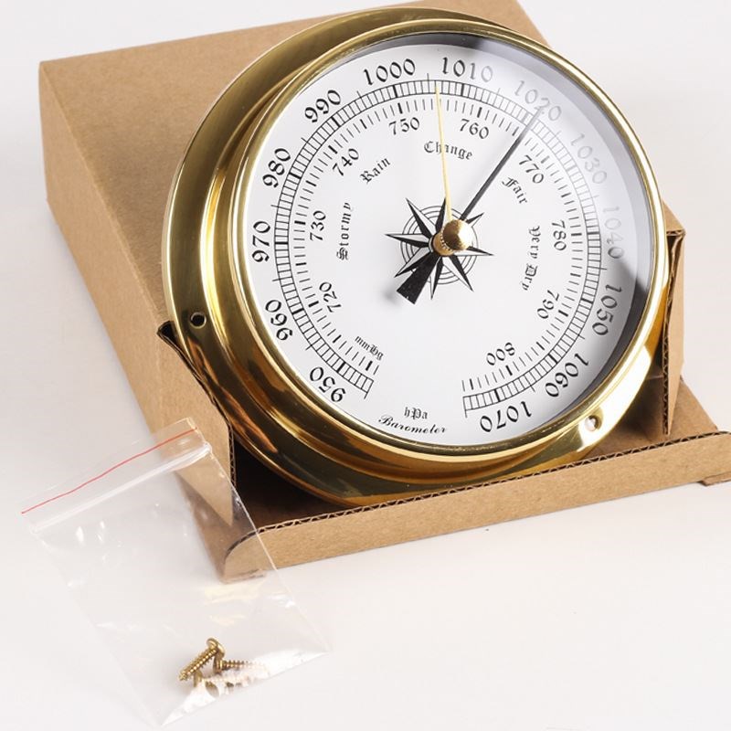 115mm铜壳船用气压计大t气压力表E温湿度计钟表潮汐钟天气预报6款